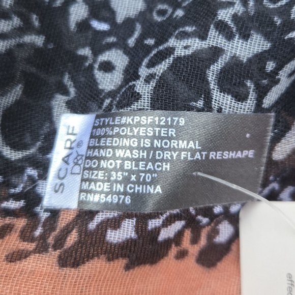 NWT- Perfectly Adjusted Scarf- Black/Orange- Screen Dyed- Wide & Long - Picture 7 of 13